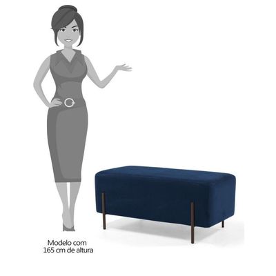 Kit 2 Puffs Decorativos 90cm Base Aço Status Azul Marinho