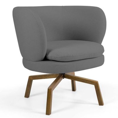 Kit 02 Poltronas Base Giratória Castanho Cinza Escuro