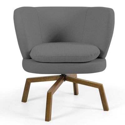 Kit 02 Poltronas Base Giratória Castanho Cinza Escuro