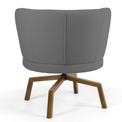 Kit 02 Poltronas Base Giratória Castanho Cinza Escuro
