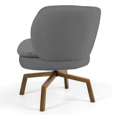 Kit 02 Poltronas Base Giratória Castanho Cinza Escuro