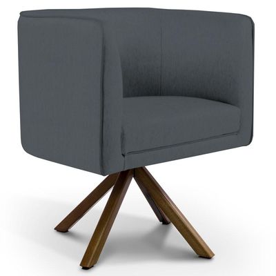 Poltrona Giratória Base Giromad Madeira C-03 Corano Cinza