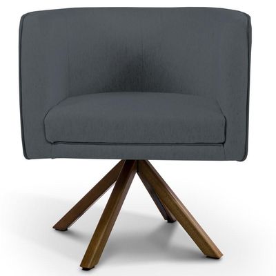 Poltrona Giratória Base Giromad Madeira C-03 Corano Cinza