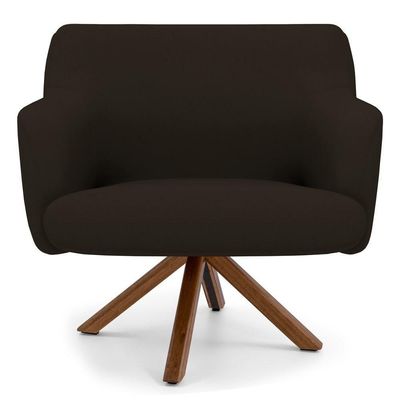 Kit 2 Poltronas Giratórias Base Madeira C-34 Marrom