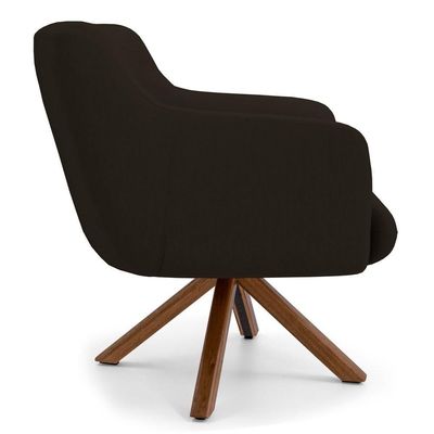 Kit 2 Poltronas Giratórias Base Madeira C-34 Marrom