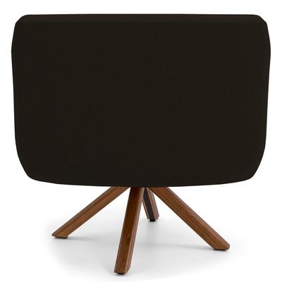 Kit 2 Poltronas Giratórias Base Madeira C-34 Marrom