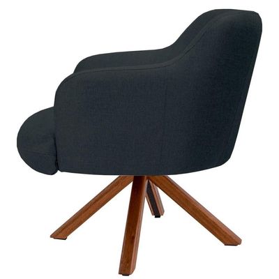 Kit 2 Poltronas Giratórias Base Madeira C-465 Chumbo