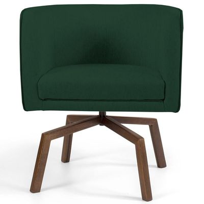 Poltrona Giratória Base Ka Madeira Betina C-117 Verde Musgo