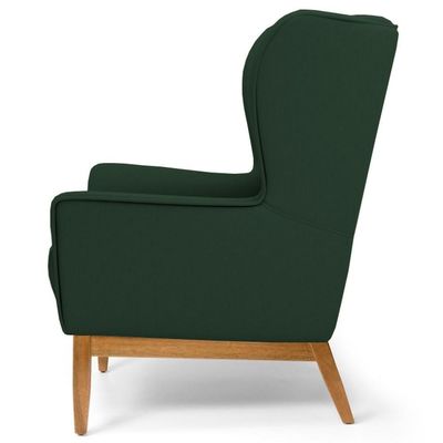 2 Poltronas Base Manu Madeira C-117 Linho Verde Domi