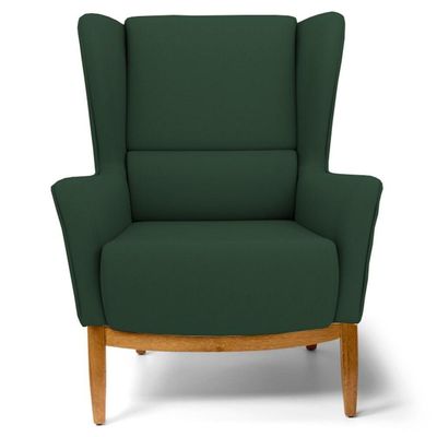 2 Poltronas Base Manu Madeira C-117 Linho Verde Domi