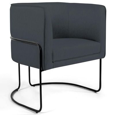 Poltrona Base Aço Betina B-317 Veludo Cinza - Domi