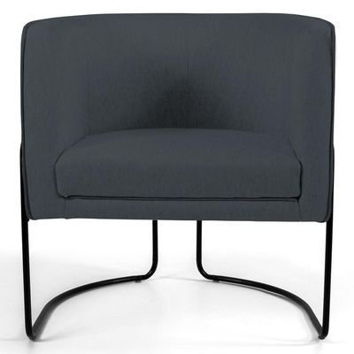 Poltrona Base Aço Betina B-317 Veludo Cinza - Domi