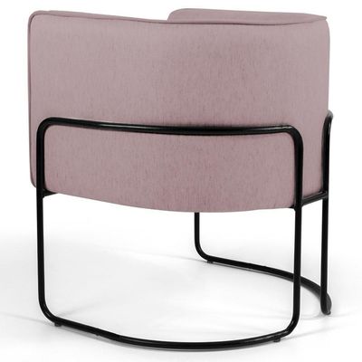 Poltrona Base Aço Betina B-305 Veludo Rosê - Domi