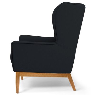 2 Poltronas Base Manu Madeira B-300 Veludo Preto Domi