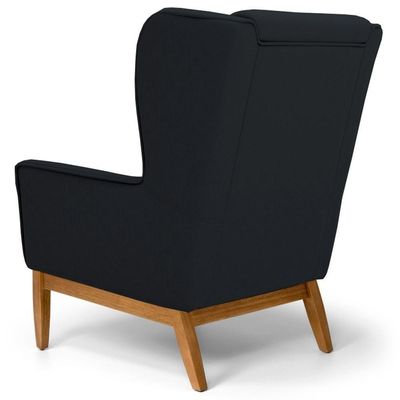 2 Poltronas Base Manu Madeira B-300 Veludo Preto Domi