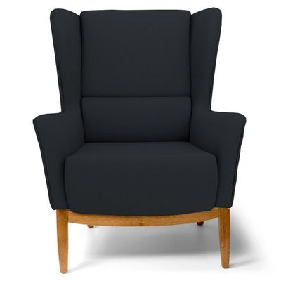2 Poltronas Base Manu Madeira B-300 Veludo Preto Domi