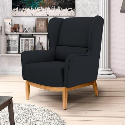2 Poltronas Base Manu Madeira B-300 Veludo Preto Domi