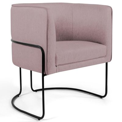 Poltrona Base Aço Betina B-305 Veludo Rosê - Domi