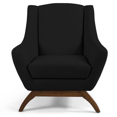 2 Poltronas Base Manu Madeira B-300 Veludo Preto Domi
