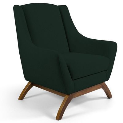 2 Poltronas Base Manu Madeira C-117 Linho Verde Domi