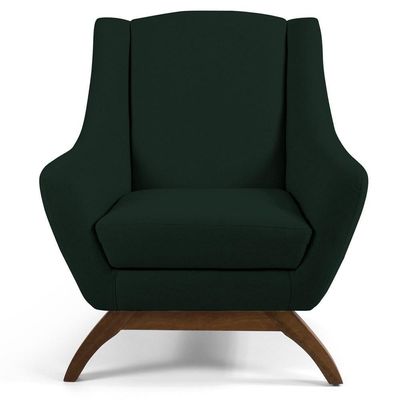 2 Poltronas Base Manu Madeira C-117 Linho Verde Domi