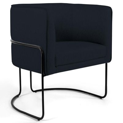 Poltrona Base Aço Betina B-300 Veludo Preto - Domi