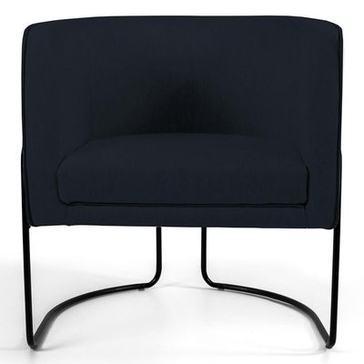 Poltrona Base Aço Betina B-300 Veludo Preto - Domi