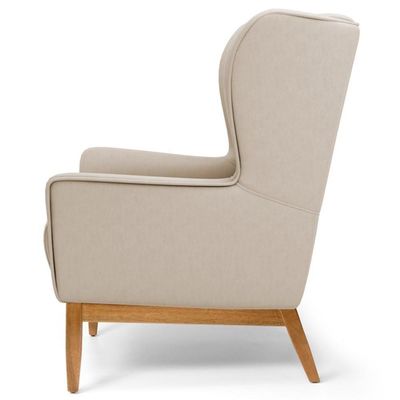 2 Poltronas Base Manu Madeira B-309 Veludo Bege Domi