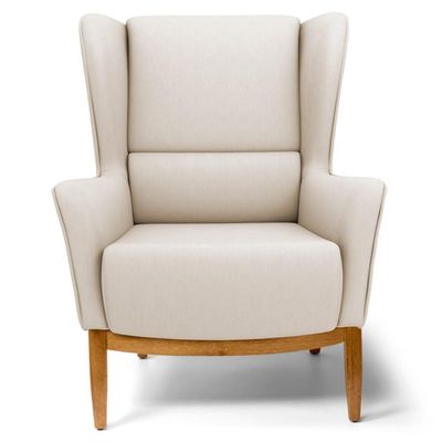 2 Poltronas Base Manu Madeira B-309 Veludo Bege Domi