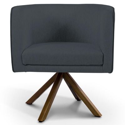 2 Poltronas Base Madeira Betina B-317 Veludo Cinza Domi