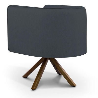 2 Poltronas Base Madeira Betina B-317 Veludo Cinza Domi