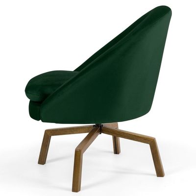 Poltrona Base Ka Madeira Rafa B-303 Veludo Verde Musgo
