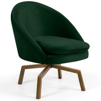 Poltrona Base Ka Madeira Rafa B-303 Veludo Verde Musgo