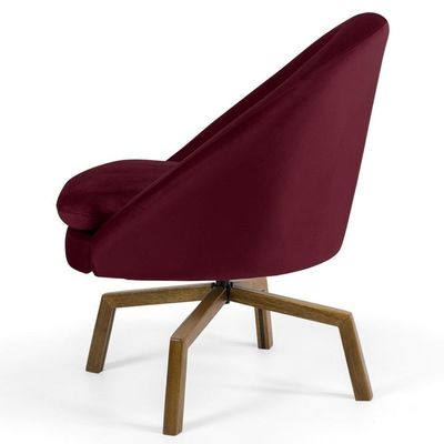 Poltrona Base Ka Madeira Rafa B-278 Veludo Marsala