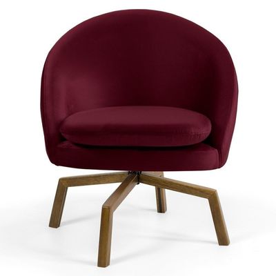 Poltrona Base Ka Madeira Rafa B-278 Veludo Marsala