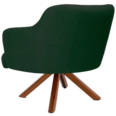 Poltrona Giratória Base Madeira Jade C-117 Linho Verde Musgo