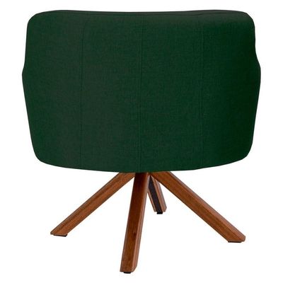 Poltrona Giratória Base Madeira Jade C-117 Linho Verde Musgo