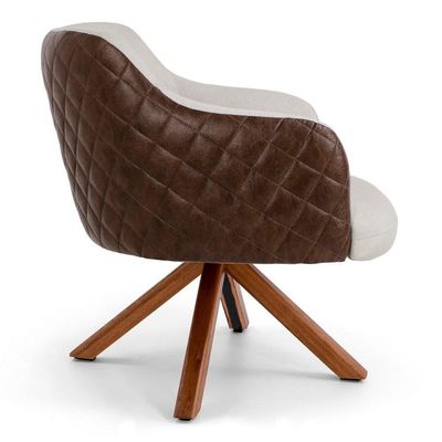 Poltrona Jade Base Giratória B-10 Corano Tressê Linho Bege