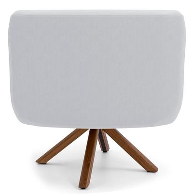 Poltrona Giratória Base Madeira Jade C-12 Corano Branco