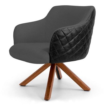Poltrona Jade Base Giratória C-416 Corano Cinza Escuro