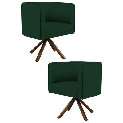 Kit 2 Poltronas Base Madeira Betina B-303 Veludo Verde Musgo
