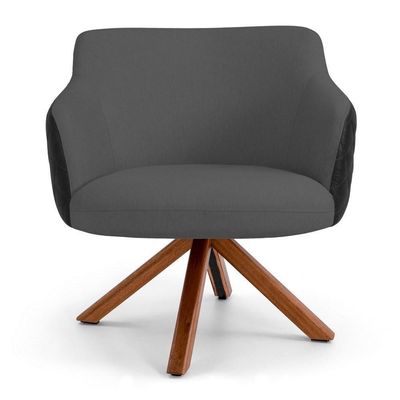Poltrona Jade Base Giratória C-416 Corano Cinza Escuro