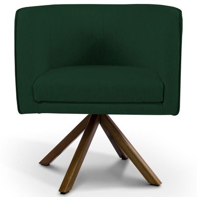 Kit 2 Poltronas Base Madeira Betina B-303 Veludo Verde Musgo