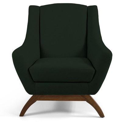 Kit 2 Poltronas  Base Madeira Juliet B303 Veludo Verde Musgo