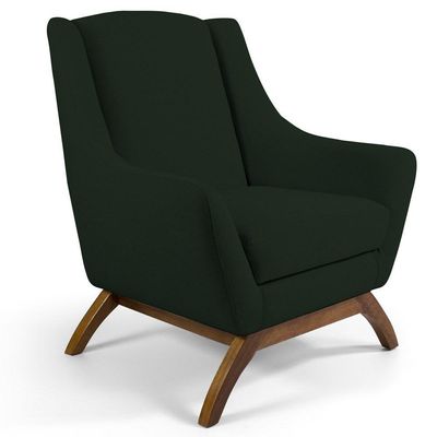 Kit 2 Poltronas  Base Madeira Juliet B303 Veludo Verde Musgo