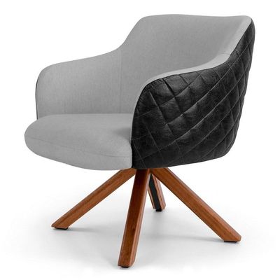 Poltrona Jade Base Giratória C-315 Corano Cinza Claro