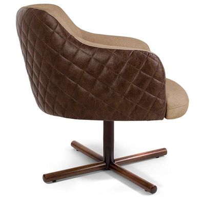 Poltrona Jade Giratória B-10 Corano Tressê Linho Marrom/bege