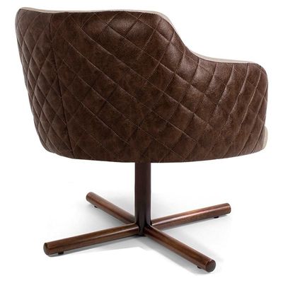 Poltrona Jade Giratória B-10 Corano Tressê Linho Marrom/bege
