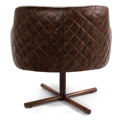 Poltrona Jade Giratória B-10 Corano Tressê Linho Marrom/bege