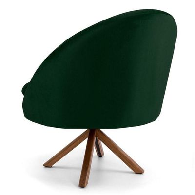 Poltrona Base Madeira Rafa B-303 Veludo Verde Musgo